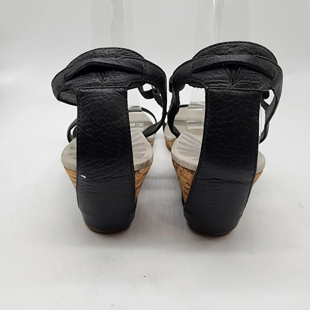 Patagonia Maha Wedge Sandals Women's 9.5 Black Leather Cork Ankle Strap